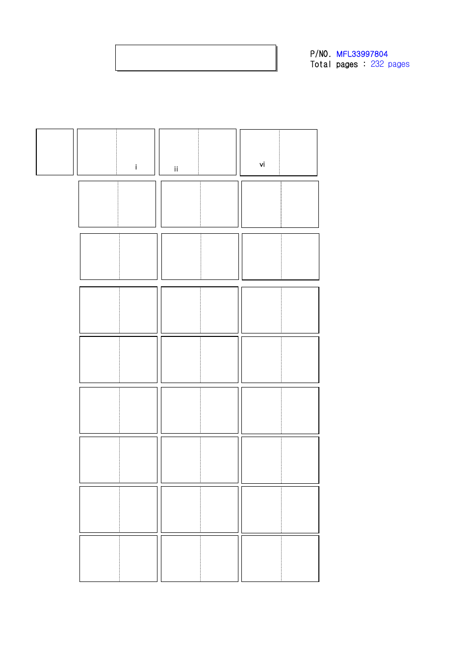 Pagination sheet, P/no, Total pages : 232 pages | LG 20LS1R User Manual | Page 2 / 236