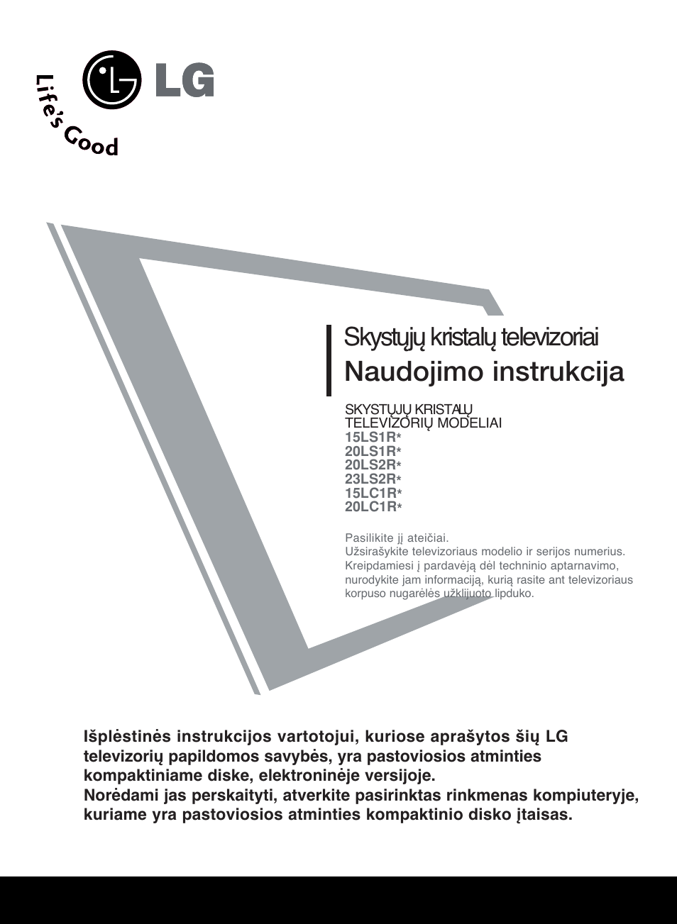 Naudojimo instrukcija, Skystųjų kristalų televizoriai | LG 20LS1R User Manual | Page 205 / 236