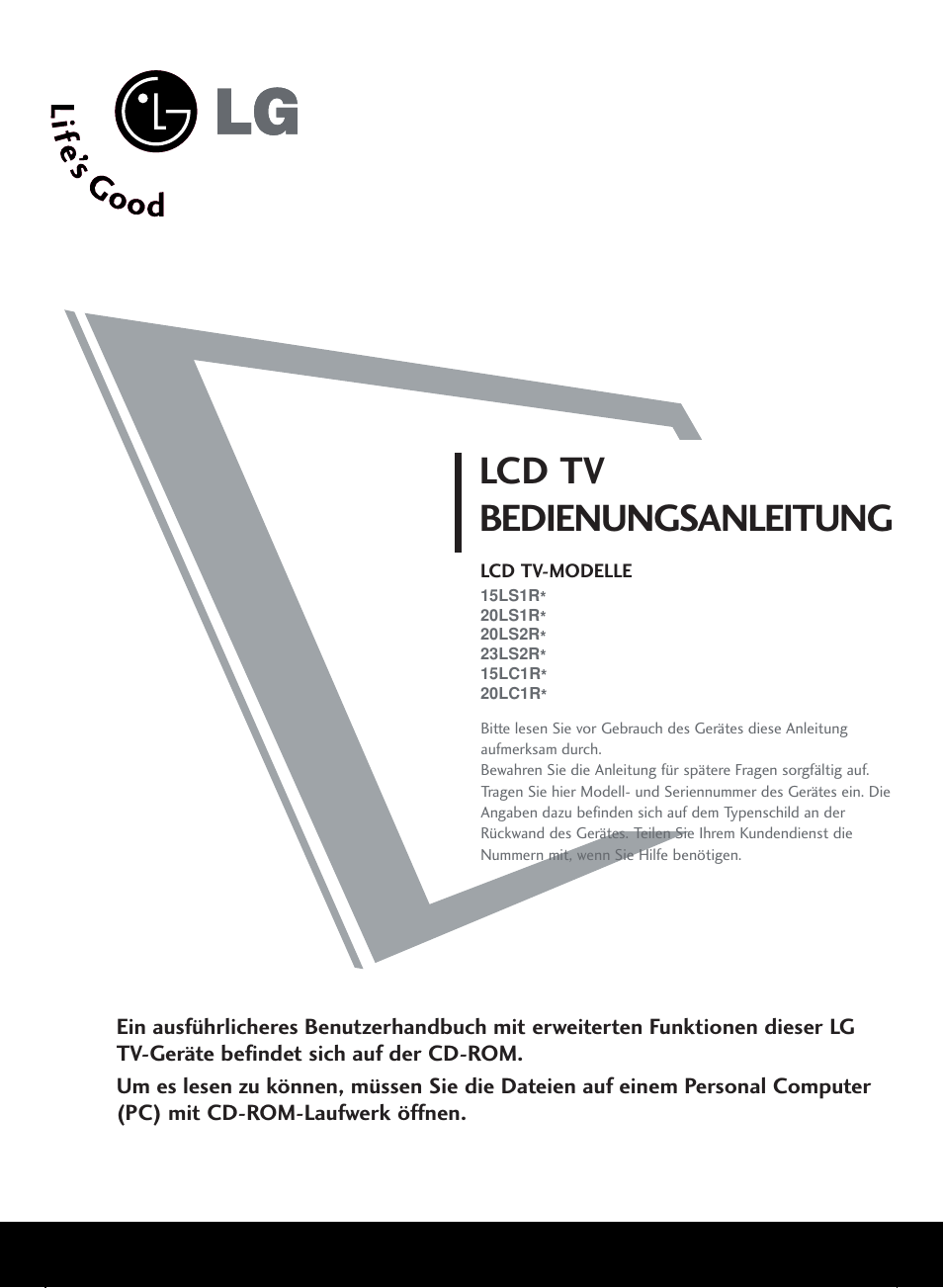 Lcd tv bedienungsanleitung | LG 20LS1R User Manual | Page 23 / 236