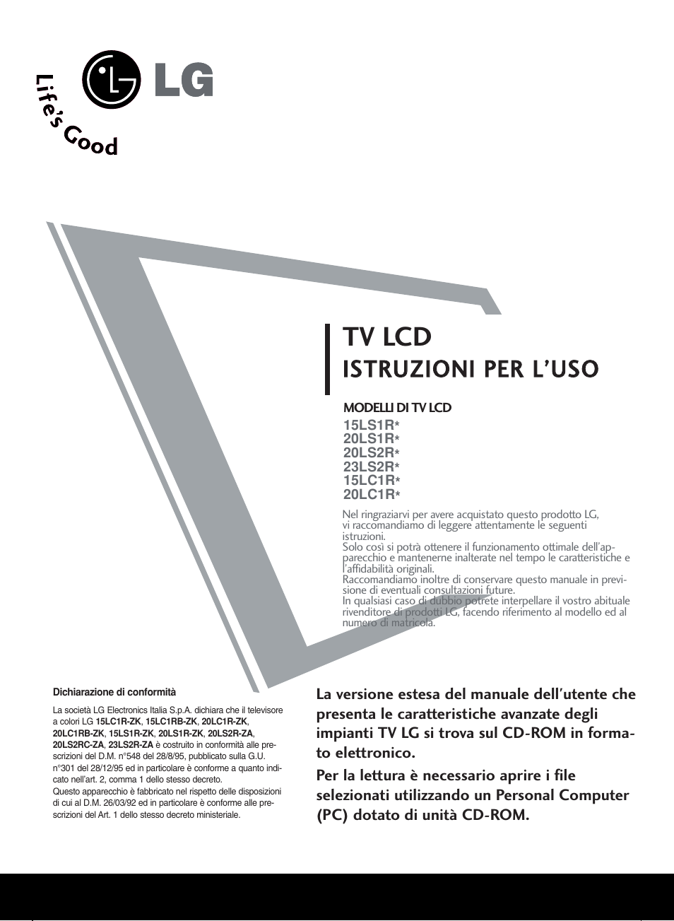 Tv lcd | LG 20LS1R User Manual | Page 43 / 236