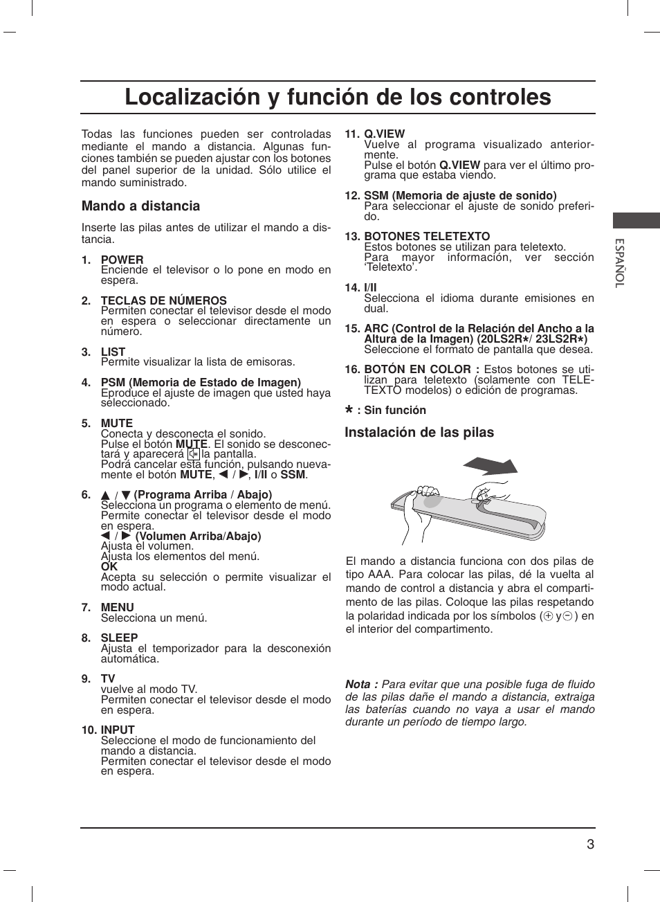 Localización y función de los controles | LG 20LS1R User Manual | Page 59 / 236