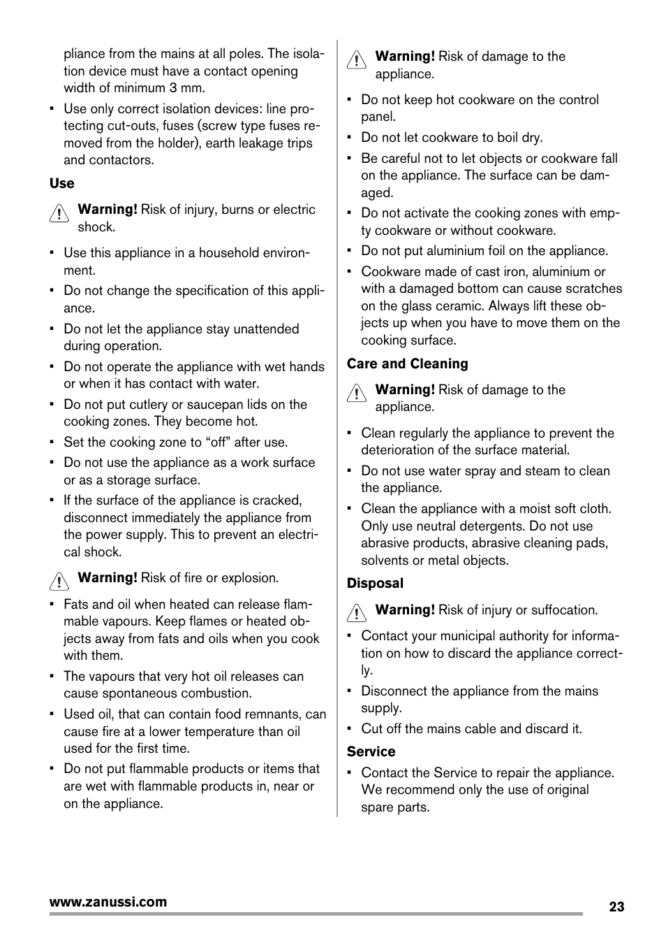 Zanussi ZES3921IBA User Manual | Page 23 / 60