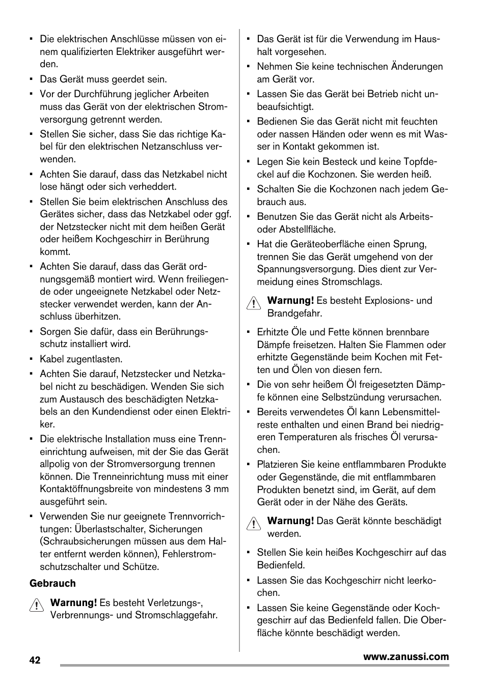 Zanussi ZES3921IBA User Manual | Page 42 / 60