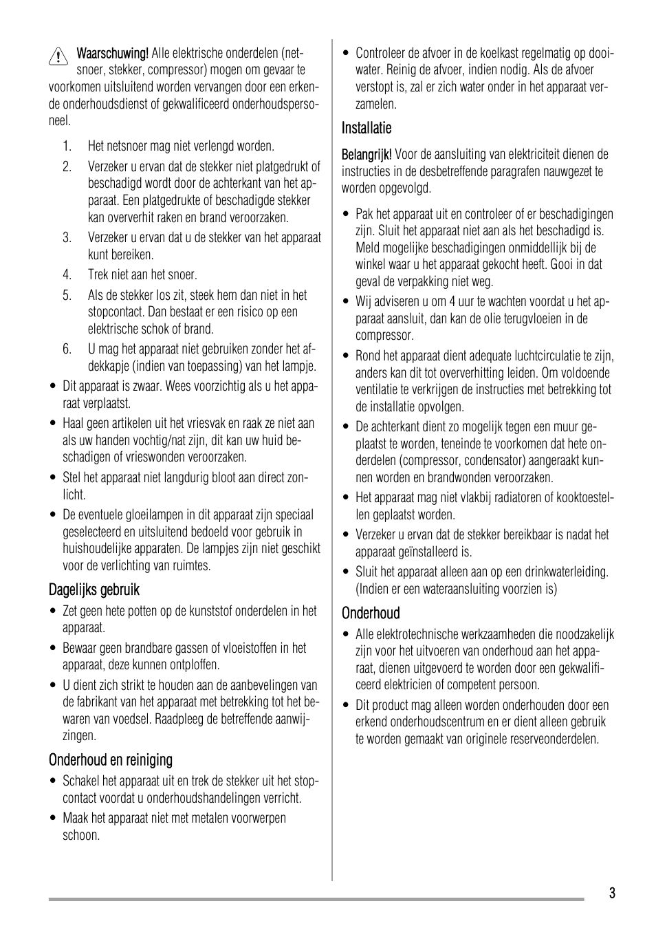 Zanussi ZBA23040SA User Manual | Page 3 / 44
