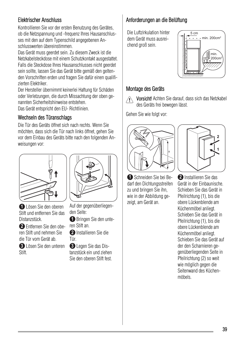 Zanussi ZBA23040SA User Manual | Page 39 / 44
