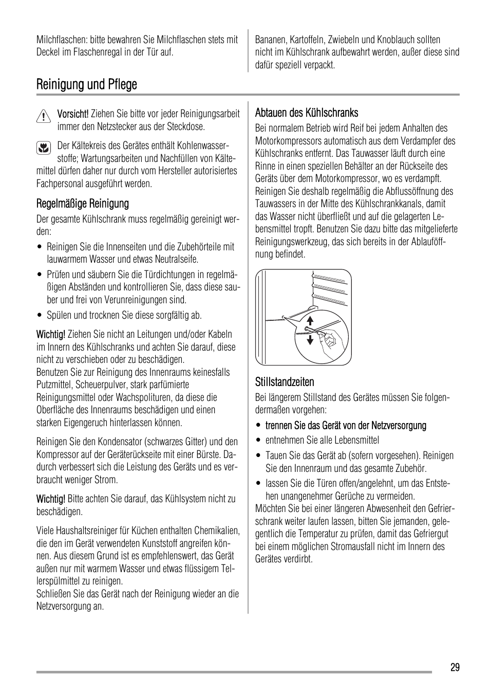 Reinigung und pflege | Zanussi ZBA15020SA User Manual | Page 29 / 36