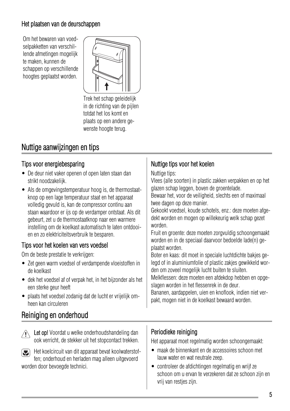 Nuttige aanwijzingen en tips, Reiniging en onderhoud | Zanussi ZBA19020SA User Manual | Page 5 / 44