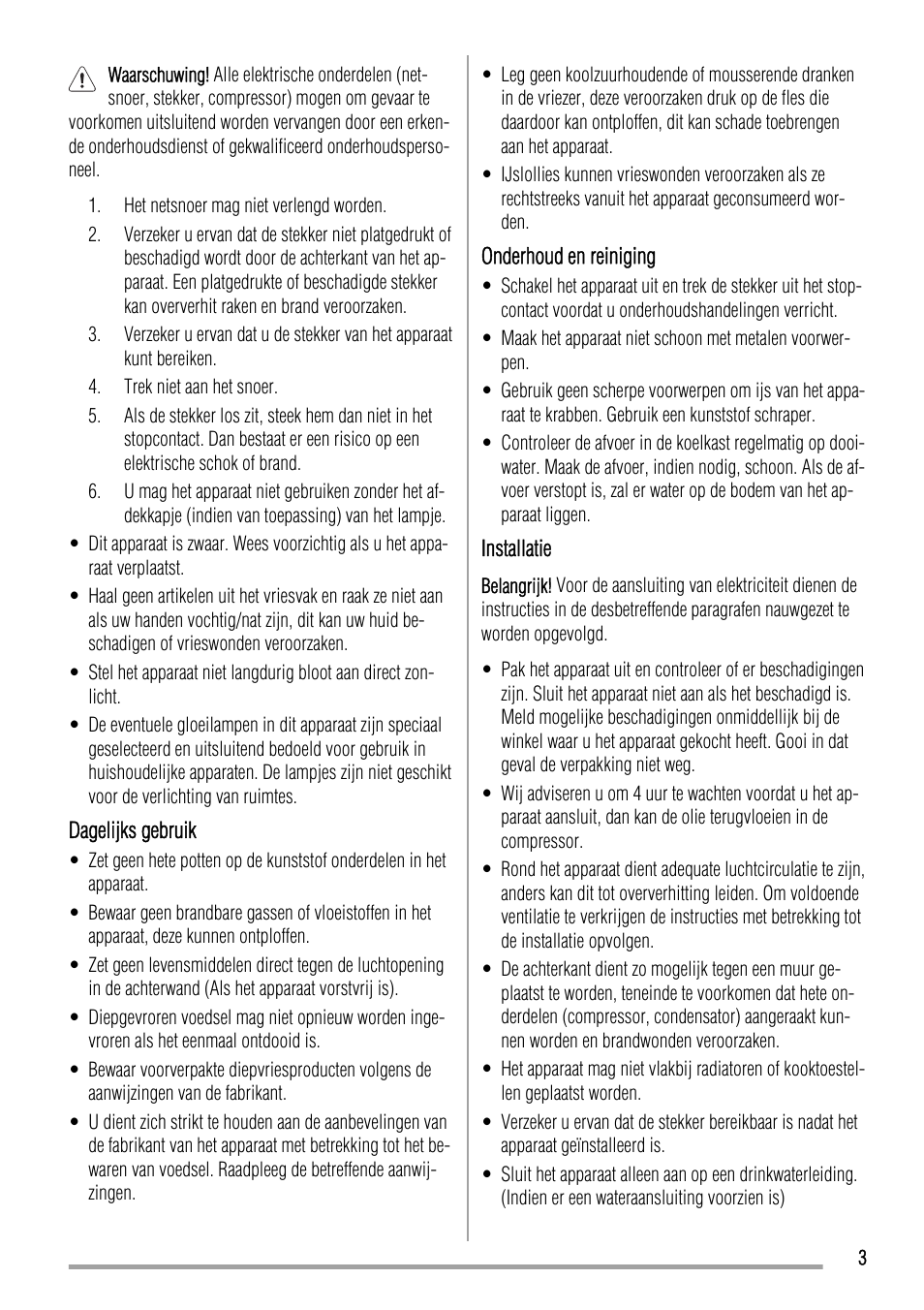 Zanussi ZBA14440SA User Manual | Page 3 / 40