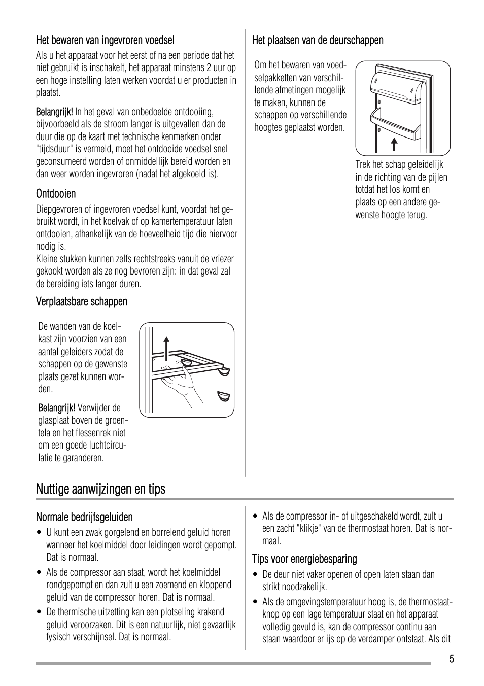 Nuttige aanwijzingen en tips | Zanussi ZBA14440SA User Manual | Page 5 / 40