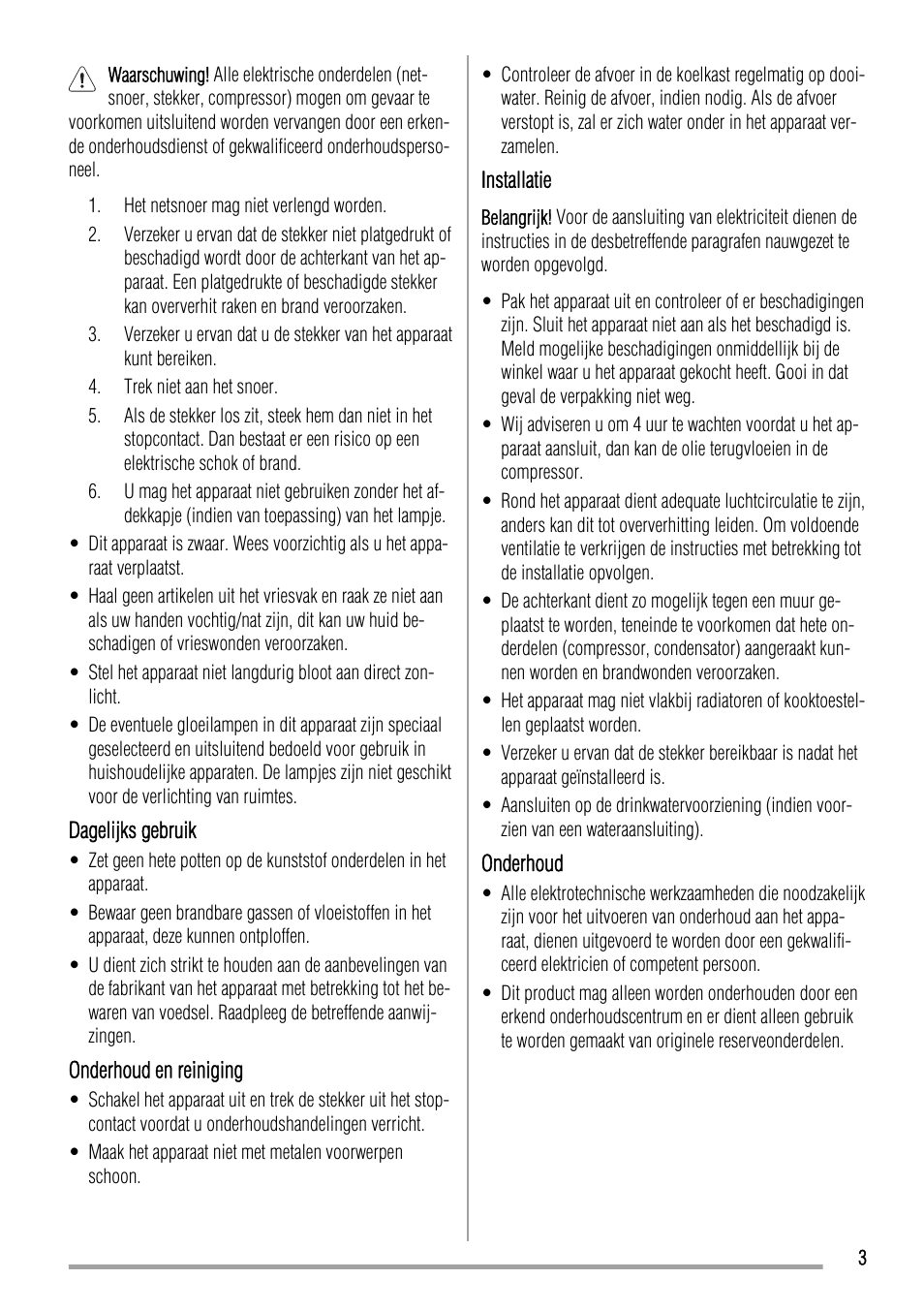 Zanussi ZBA17420SA User Manual | Page 3 / 48