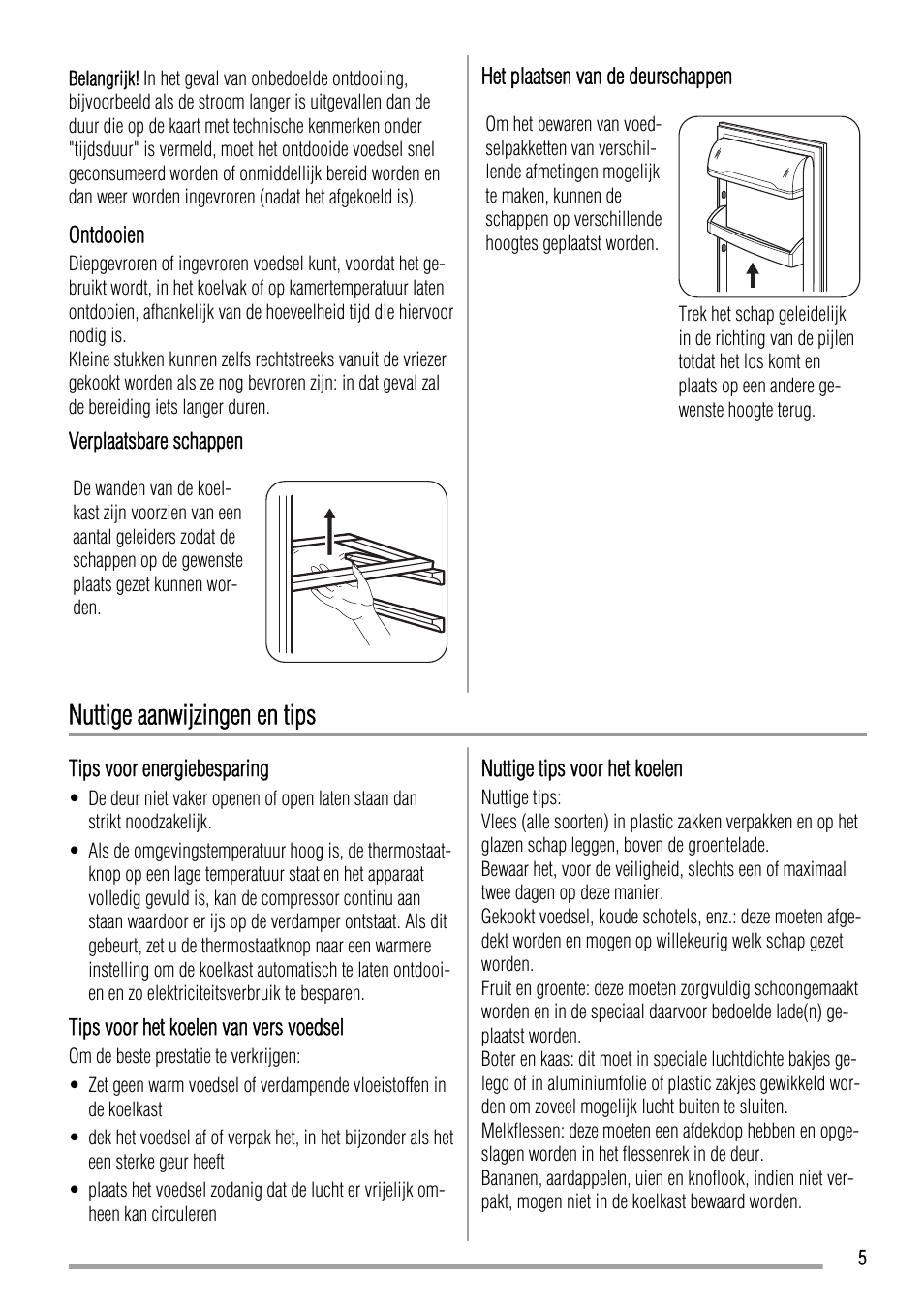 Nuttige aanwijzingen en tips | Zanussi ZBA17420SA User Manual | Page 5 / 48