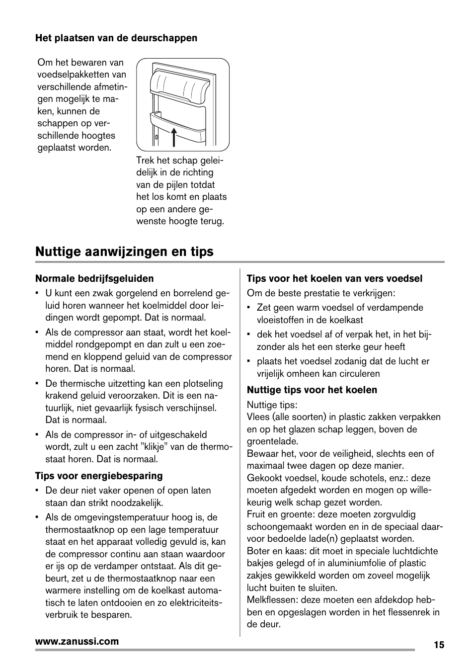 Nuttige aanwijzingen en tips | Zanussi ZBA14420SA User Manual | Page 15 / 72