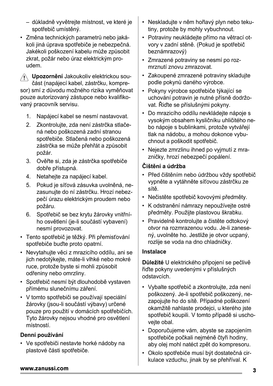 Zanussi ZBA14420SA User Manual | Page 3 / 72