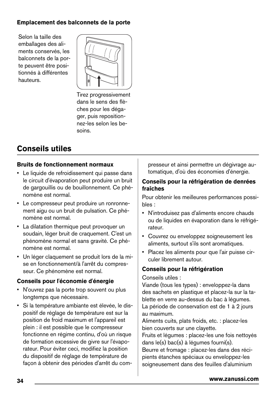 Conseils utiles | Zanussi ZBA14420SA User Manual | Page 34 / 72