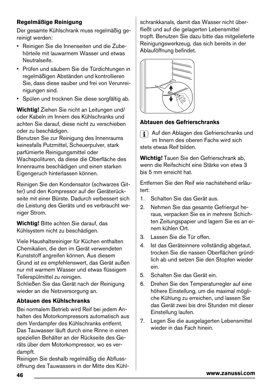 Zanussi ZBA14420SA User Manual | Page 46 / 72