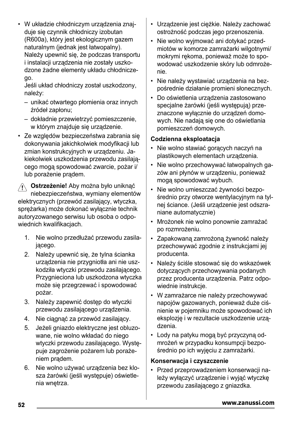 Zanussi ZBA14420SA User Manual | Page 52 / 72