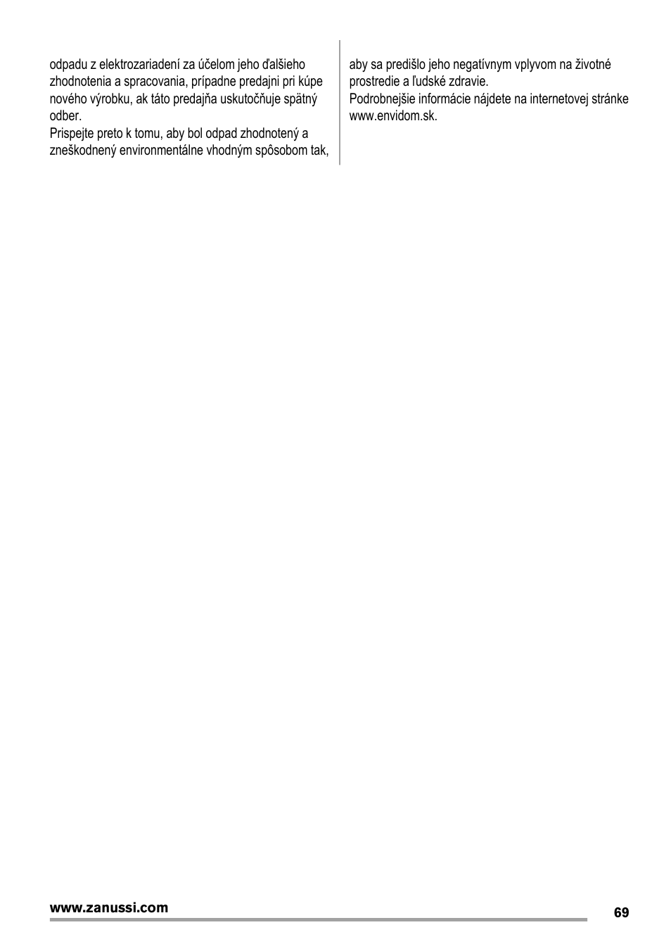 Zanussi ZBA14420SA User Manual | Page 69 / 72