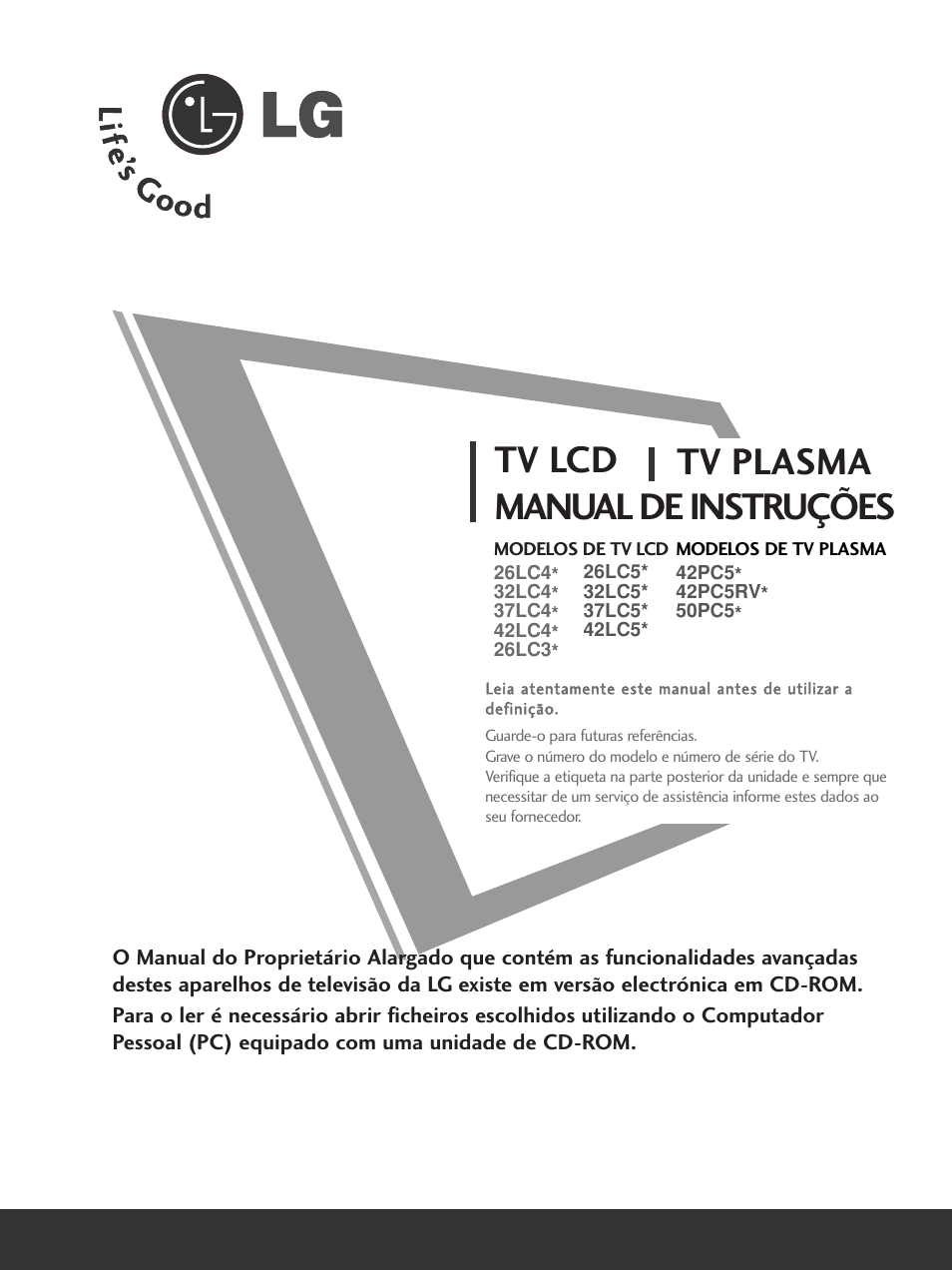 Tv lcd tv plasma manual de instruções | LG 50PC51 User Manual | Page 107 / 448