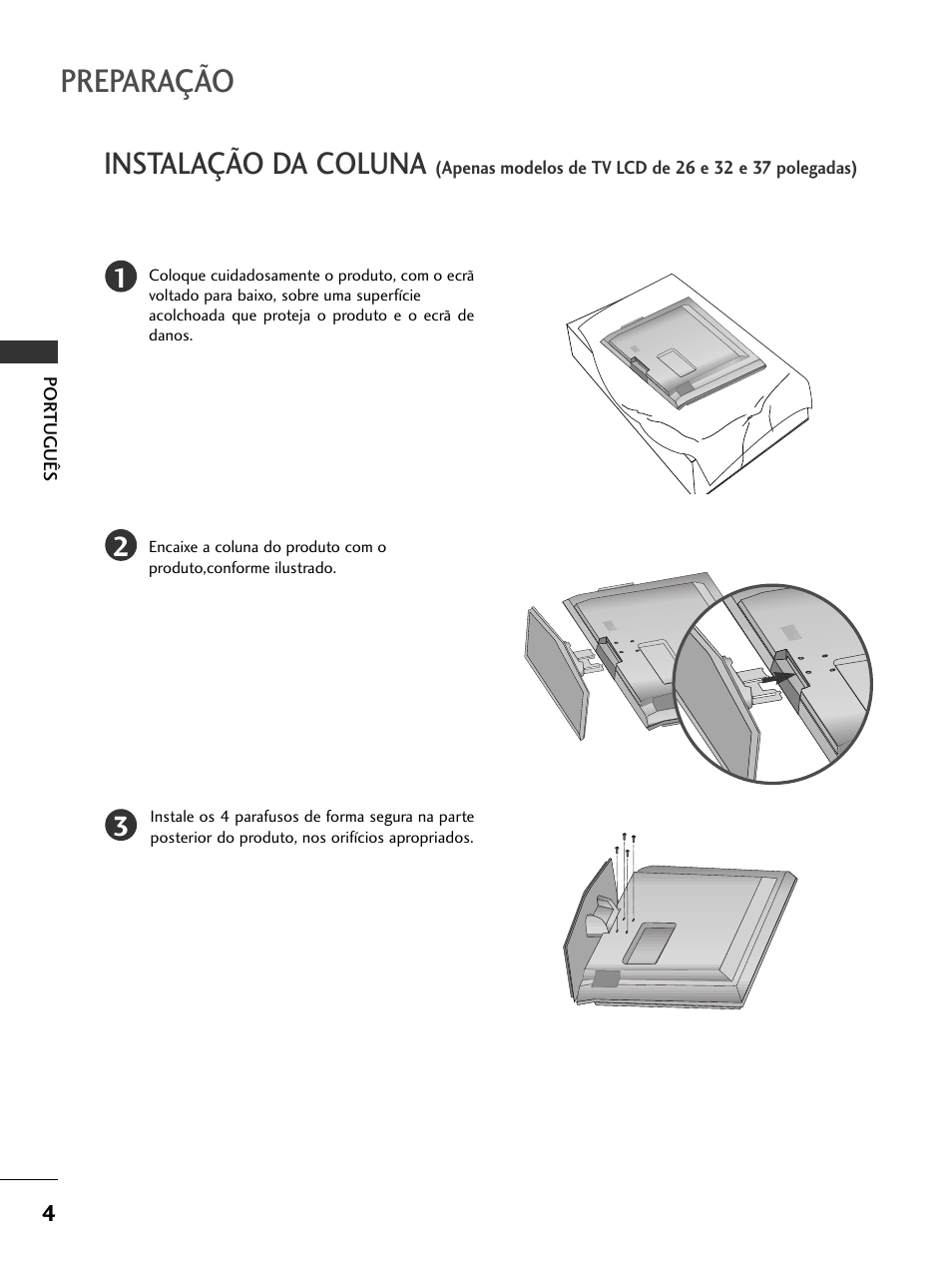 Preparação, Instalação da coluna | LG 50PC51 User Manual | Page 112 / 448