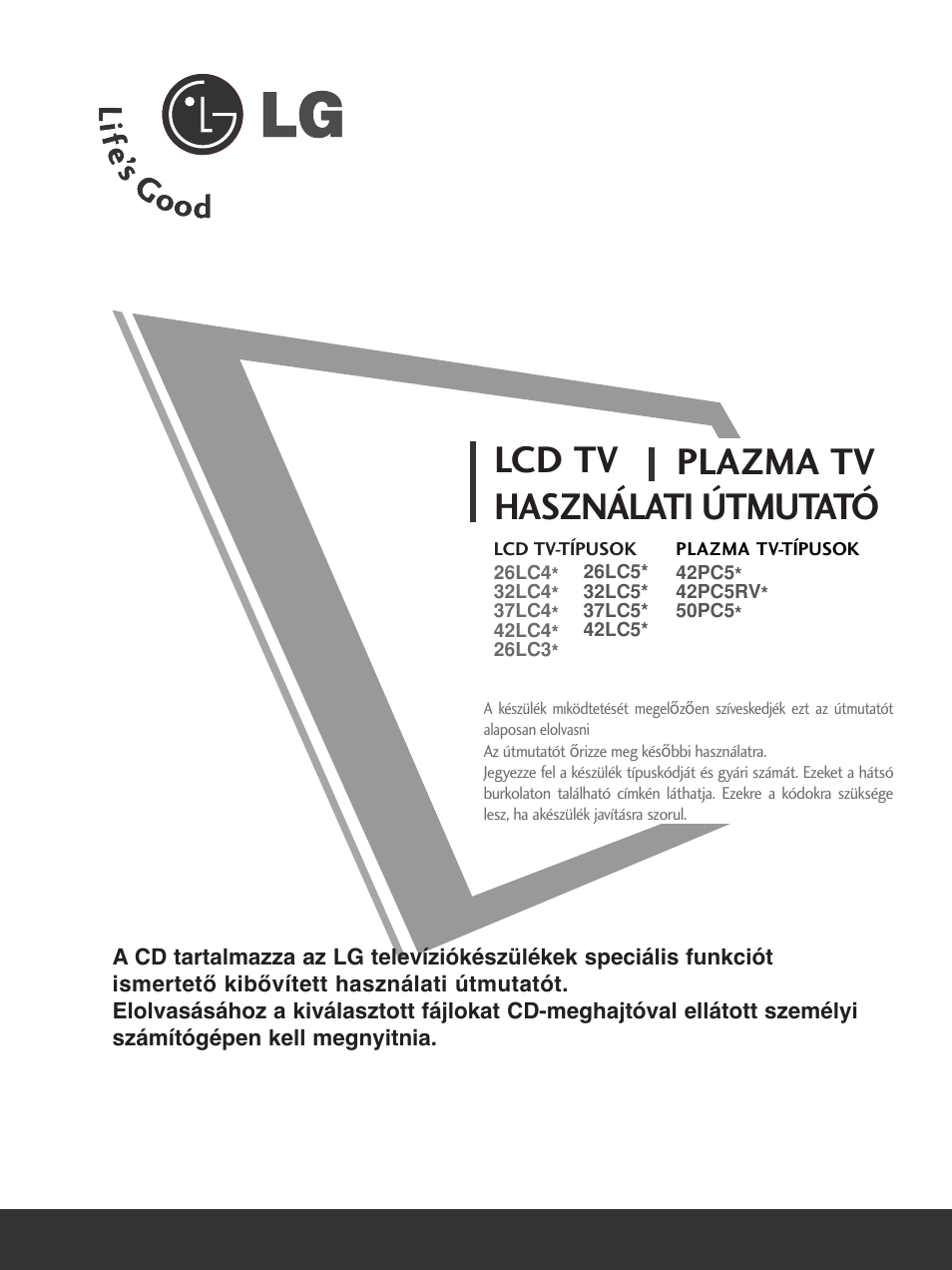 Lcd tv plazma tv használati útmutató | LG 50PC51 User Manual | Page 167 / 448