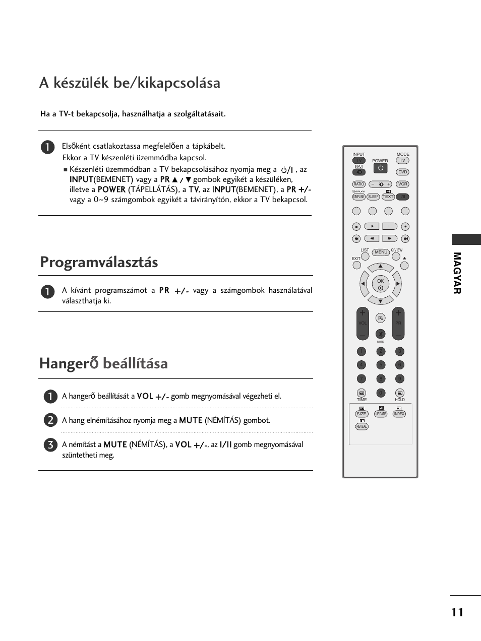 Programválasztás a készülék be/kikapcsolása, Hanger ≠ ≠ beállítása, Magy ar | LG 50PC51 User Manual | Page 179 / 448