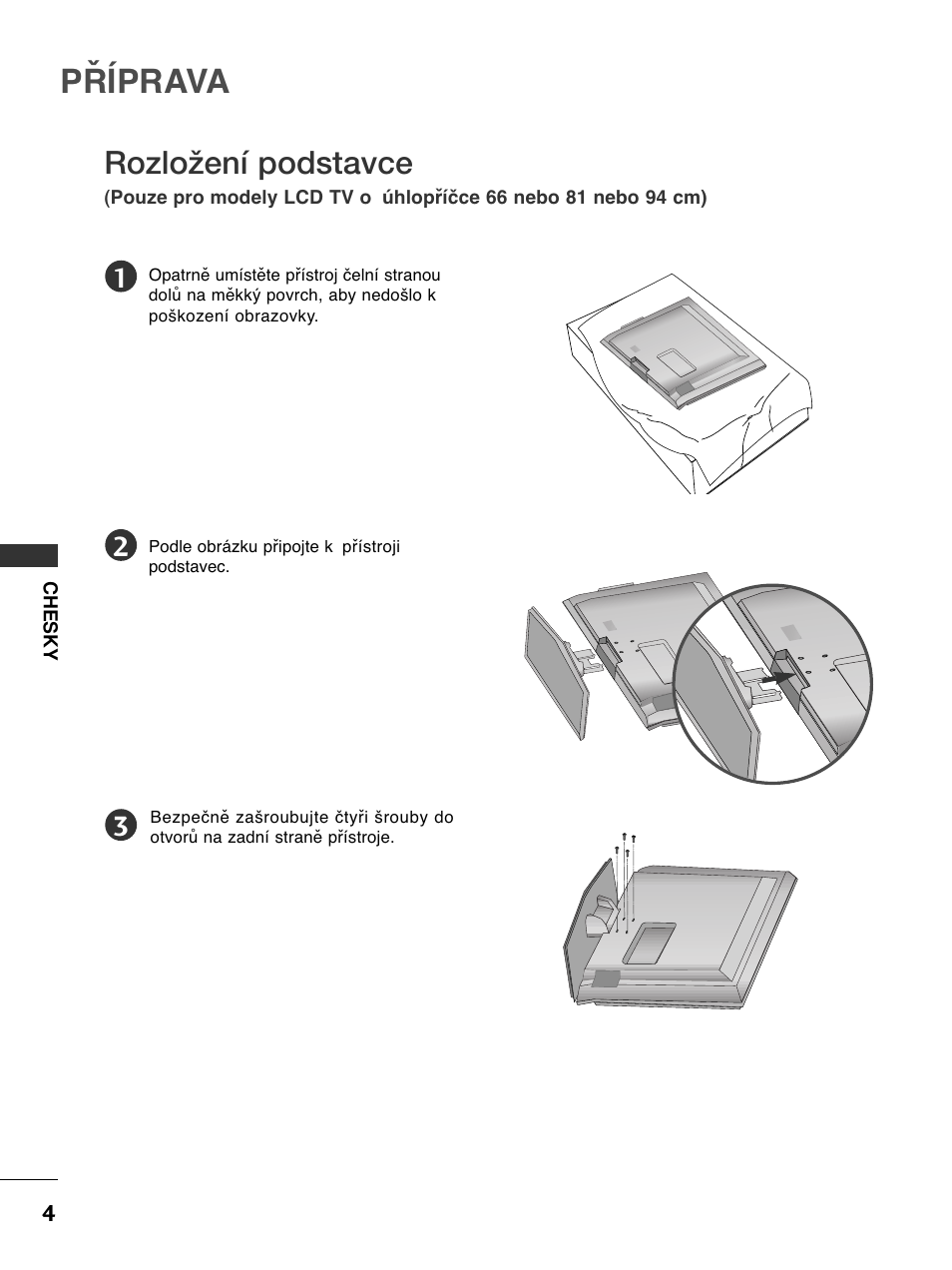 Příprava, Rozloïení podstavce | LG 50PC51 User Manual | Page 212 / 448