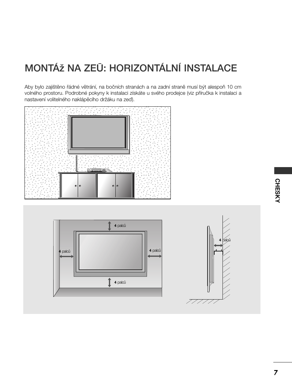 Montáï na zeì: horizontální instalace | LG 50PC51 User Manual | Page 215 / 448