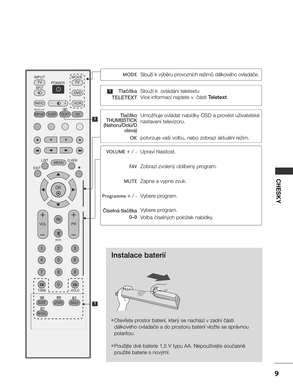 9instalace baterií, Chesky | LG 50PC51 User Manual | Page 217 / 448