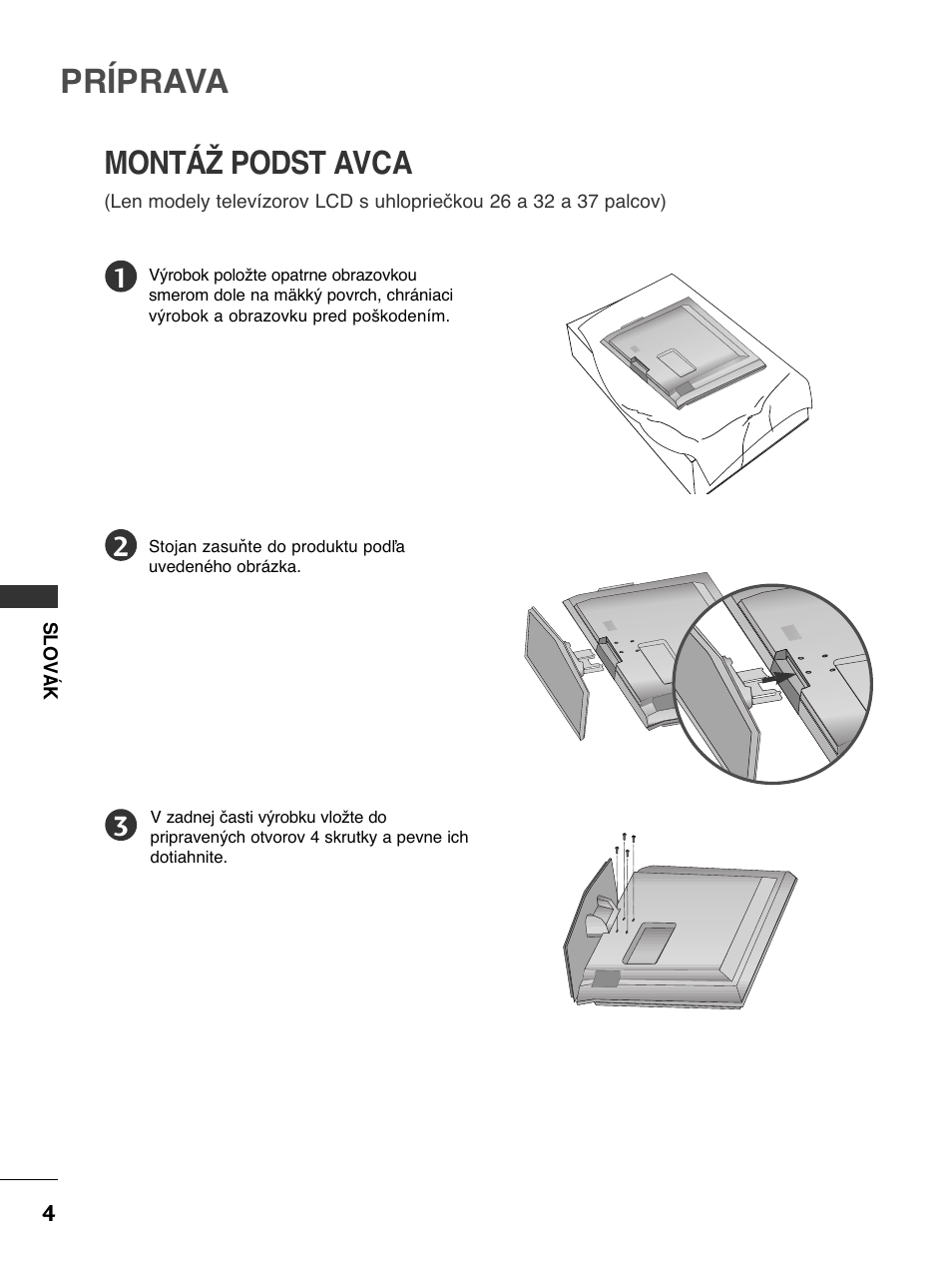 Príprava, Montáž podst avca | LG 50PC51 User Manual | Page 232 / 448