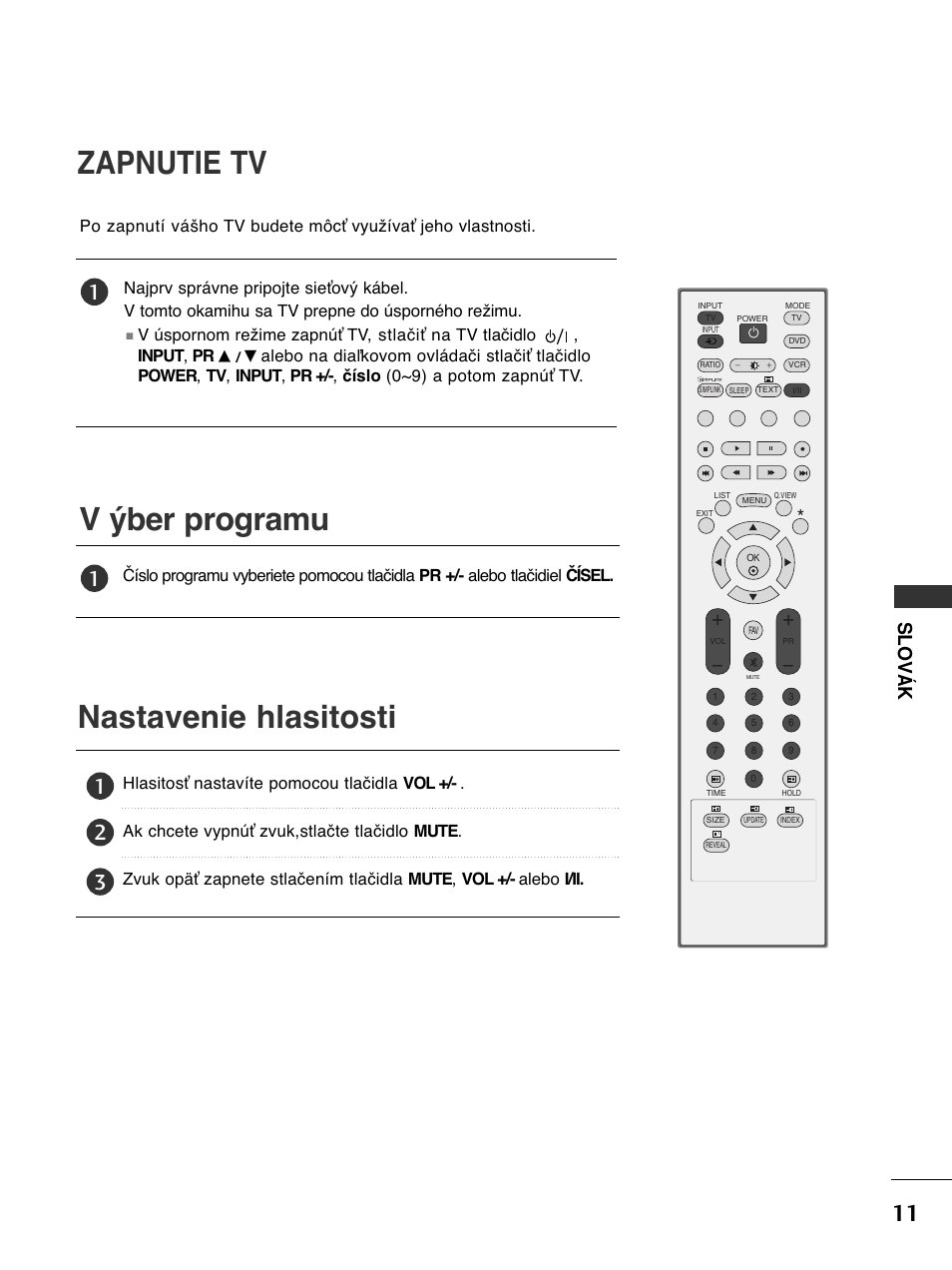 V ýber programu zapnutie tv, Nastavenie hlasitosti, Slov á k | LG 50PC51 User Manual | Page 239 / 448