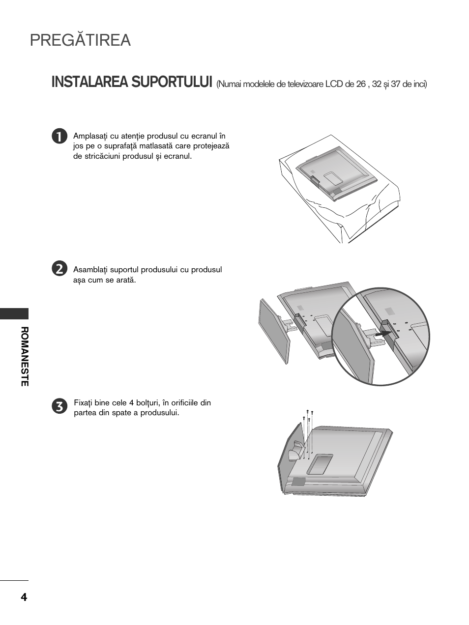 Preg√tirea, Instalarea suportului | LG 50PC51 User Manual | Page 252 / 448