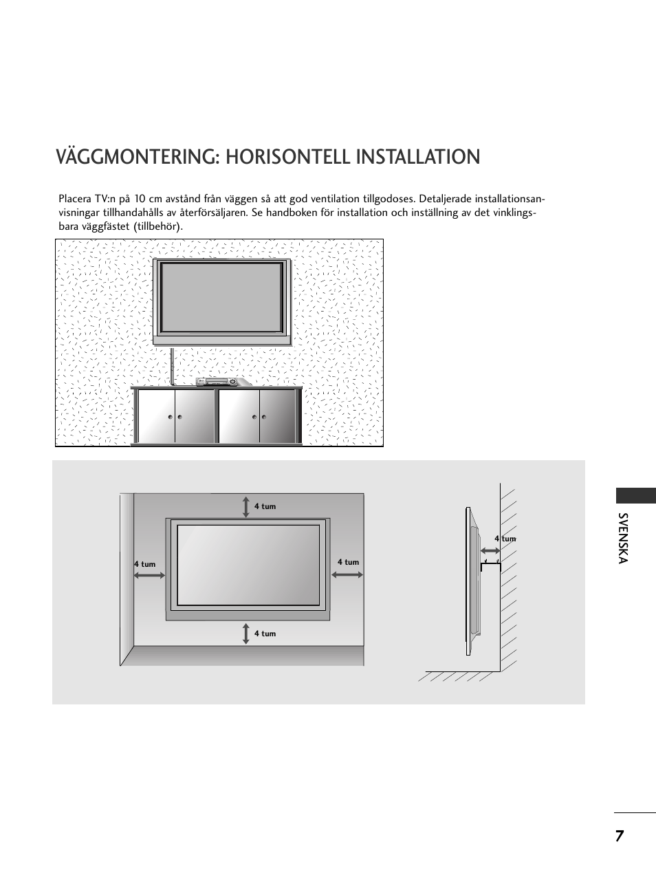 Väggmontering: horisontell installation | LG 50PC51 User Manual | Page 295 / 448