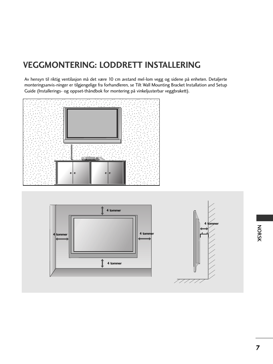 Veggmontering: loddrett installering | LG 50PC51 User Manual | Page 315 / 448