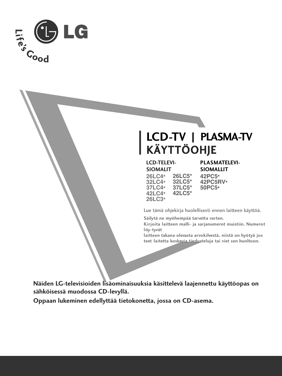 Lcd-tv, Plasma-tv k kä äy yt tt tö öo oh hjje e | LG 50PC51 User Manual | Page 327 / 448