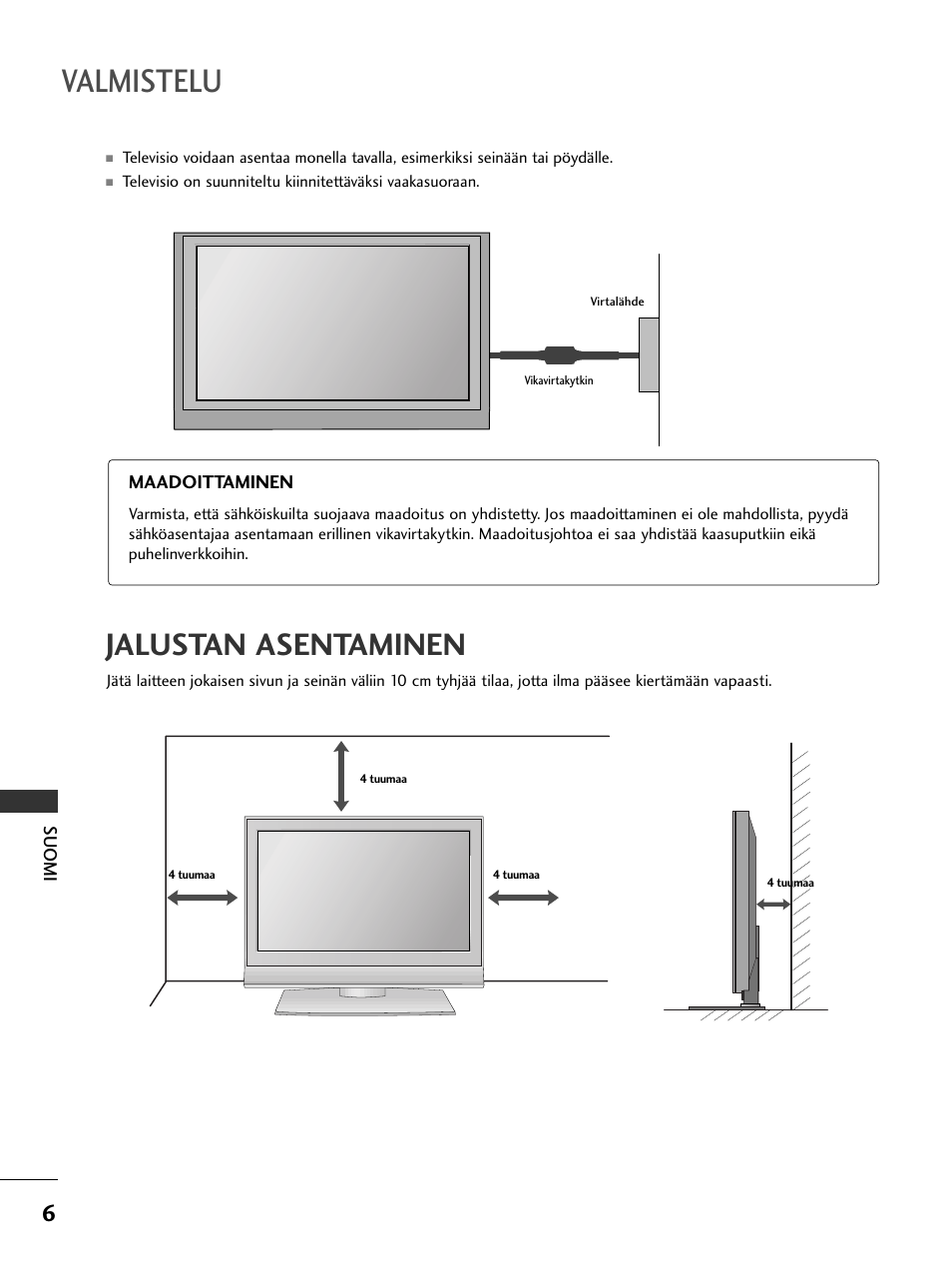 Valmistelu, Jalustan asentaminen | LG 50PC51 User Manual | Page 334 / 448