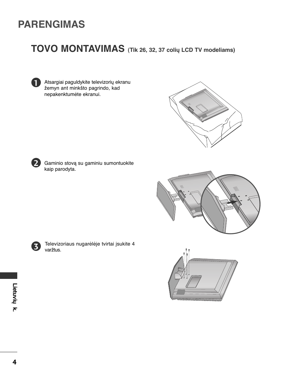 Parengimas, Tovo montavimas | LG 50PC51 User Manual | Page 392 / 448