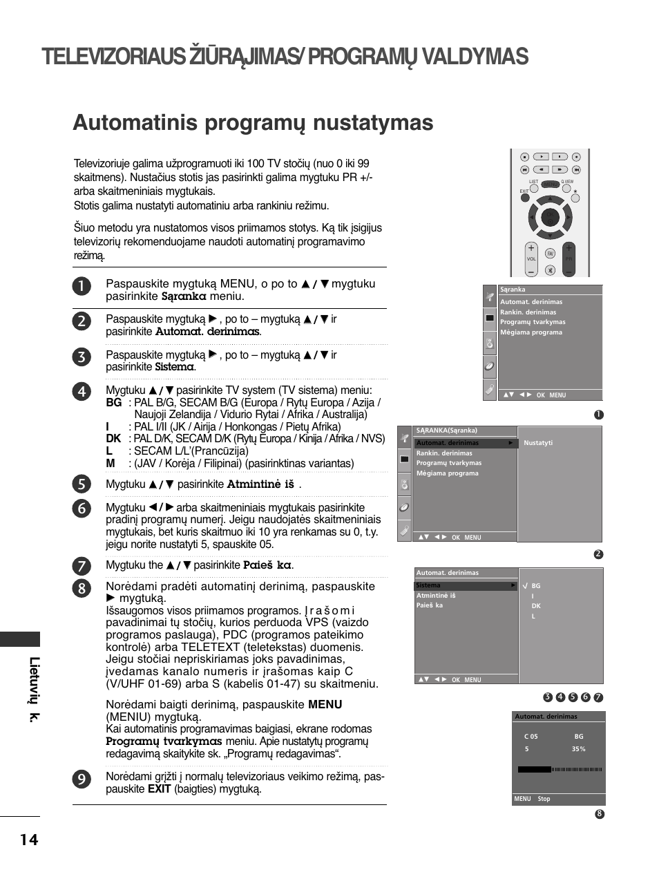 Televizoriaus žiūrąjimas/ programų valdymas, Automatinis programų nustatymas, Lietuvių k | LG 50PC51 User Manual | Page 402 / 448