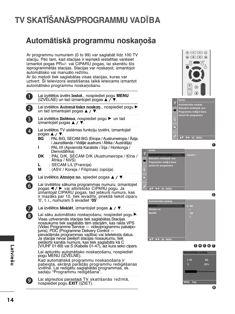 Tv skatīšanās/programmu vadība, Automātiskā programmu noskaņoša, Latviešu | LG 50PC51 User Manual | Page 422 / 448