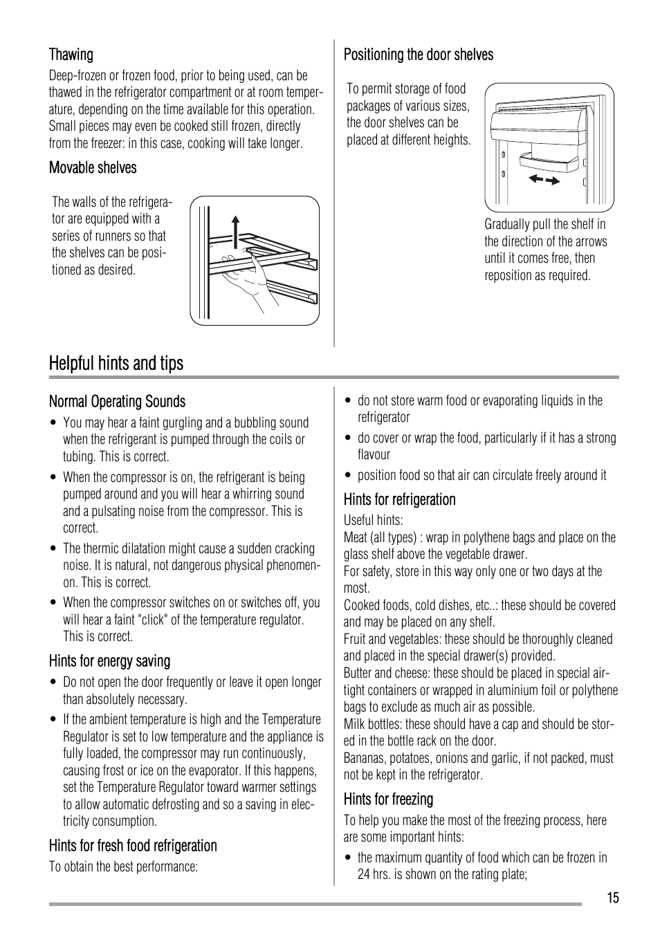 Helpful hints and tips | Zanussi ZQA12430DA User Manual | Page 15 / 44