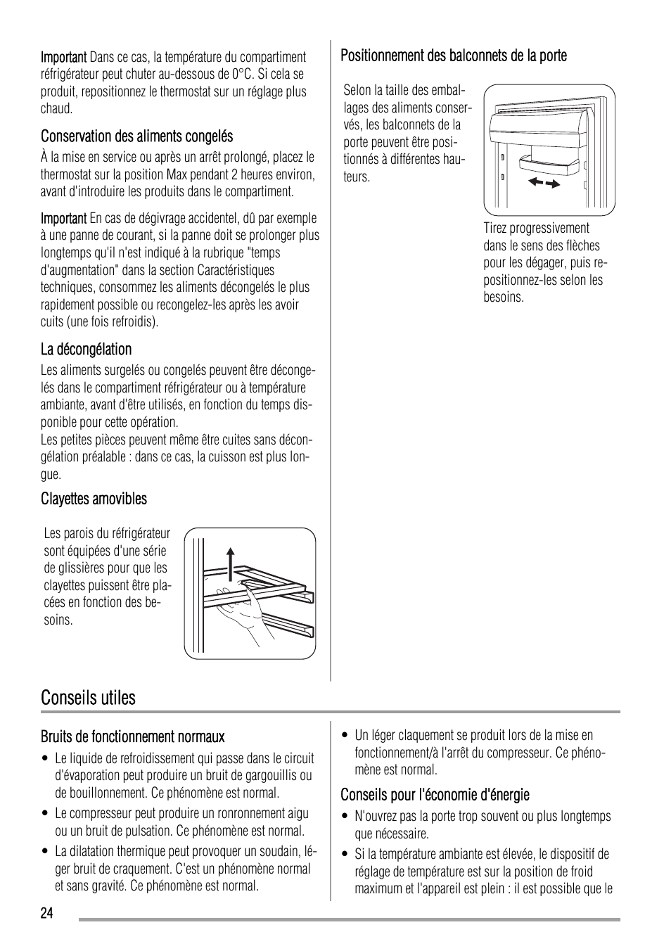 Conseils utiles | Zanussi ZQA12430DA User Manual | Page 24 / 44