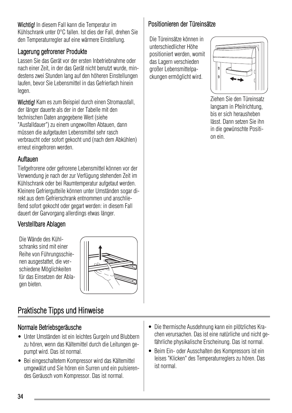 Praktische tipps und hinweise | Zanussi ZQA12430DA User Manual | Page 34 / 44