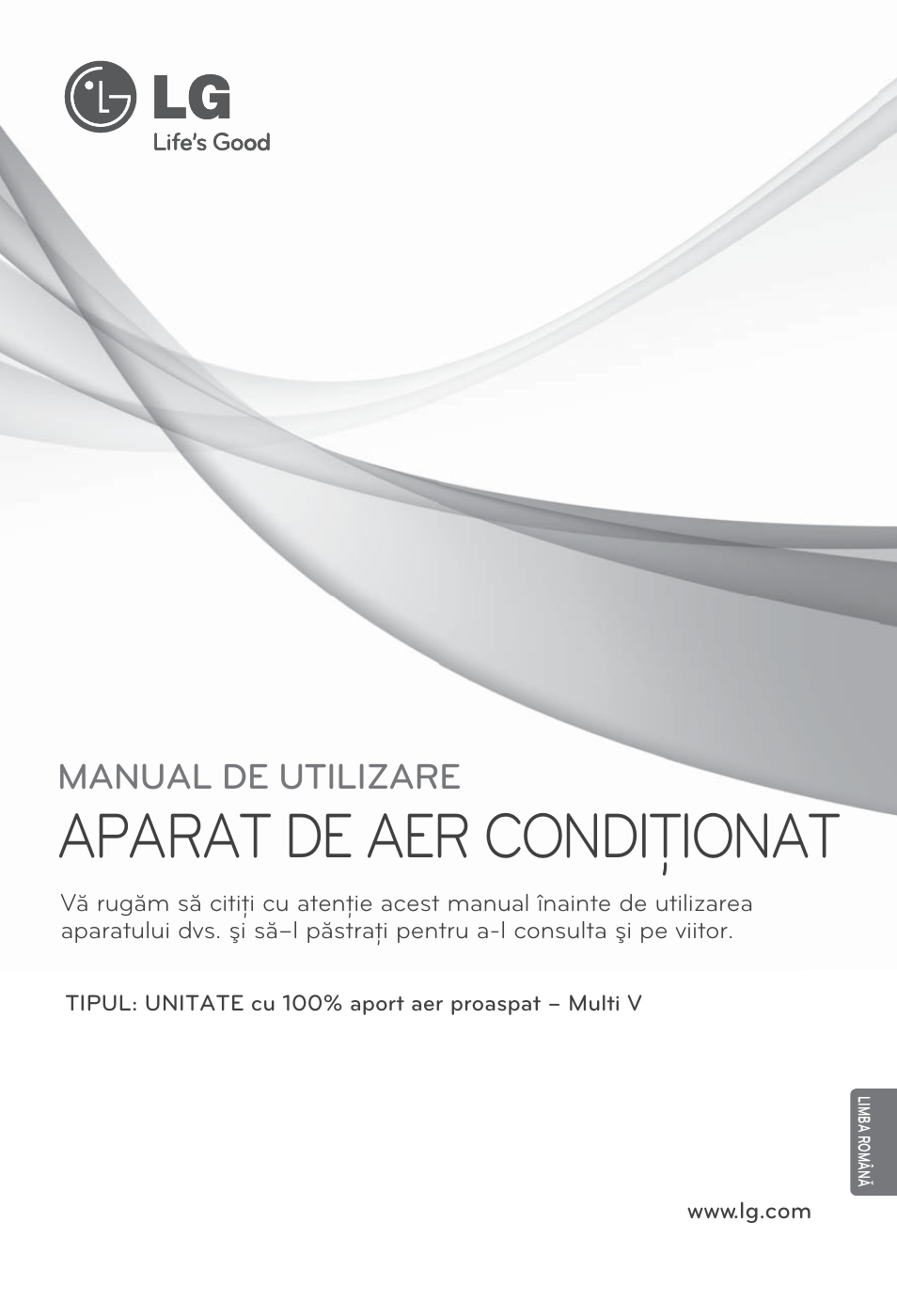 Limba română, Aparat de aer condiţionat, Manual de utilizare | LG ARNU96GB8Z2 User Manual | Page 109 / 229