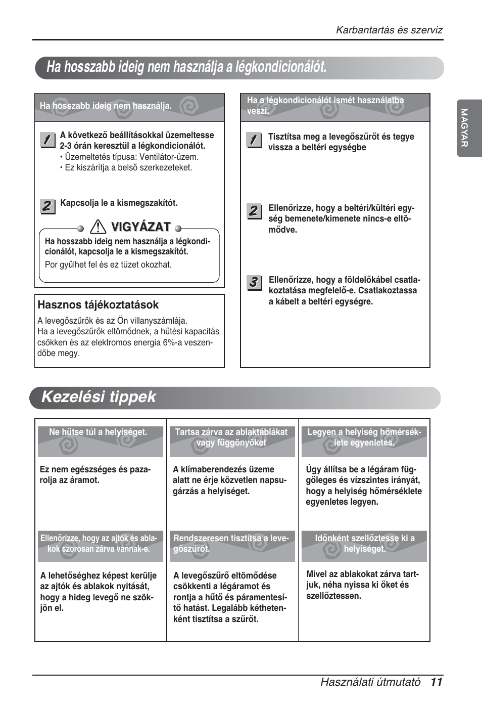 Vigyázat | LG ARNU96GB8Z2 User Manual | Page 143 / 229