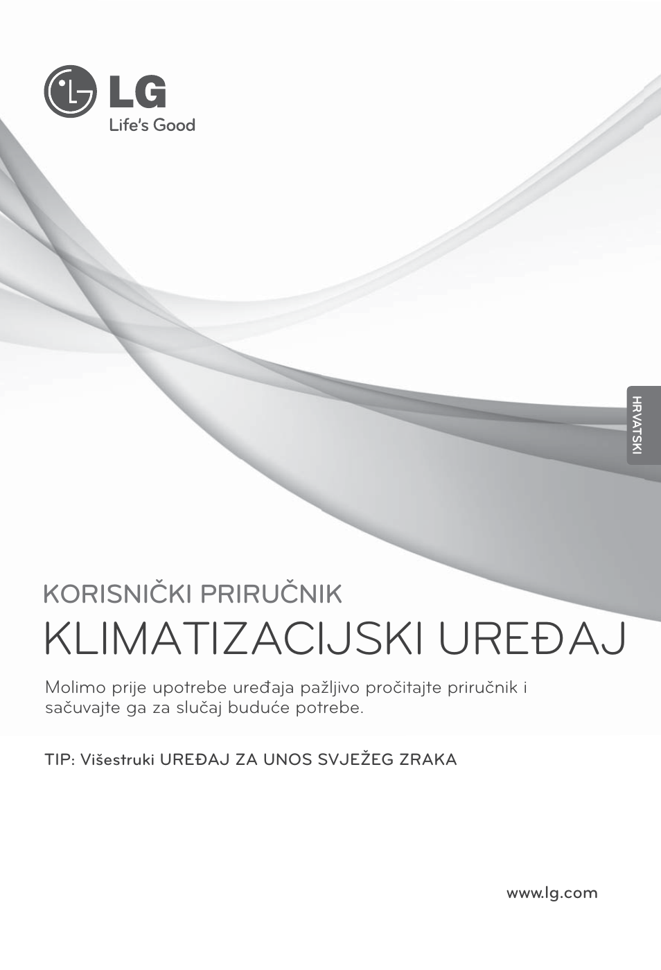 Hrvatski, Klimatizacijski uređaj, Korisnički priručnik | LG ARNU96GB8Z2 User Manual | Page 169 / 229