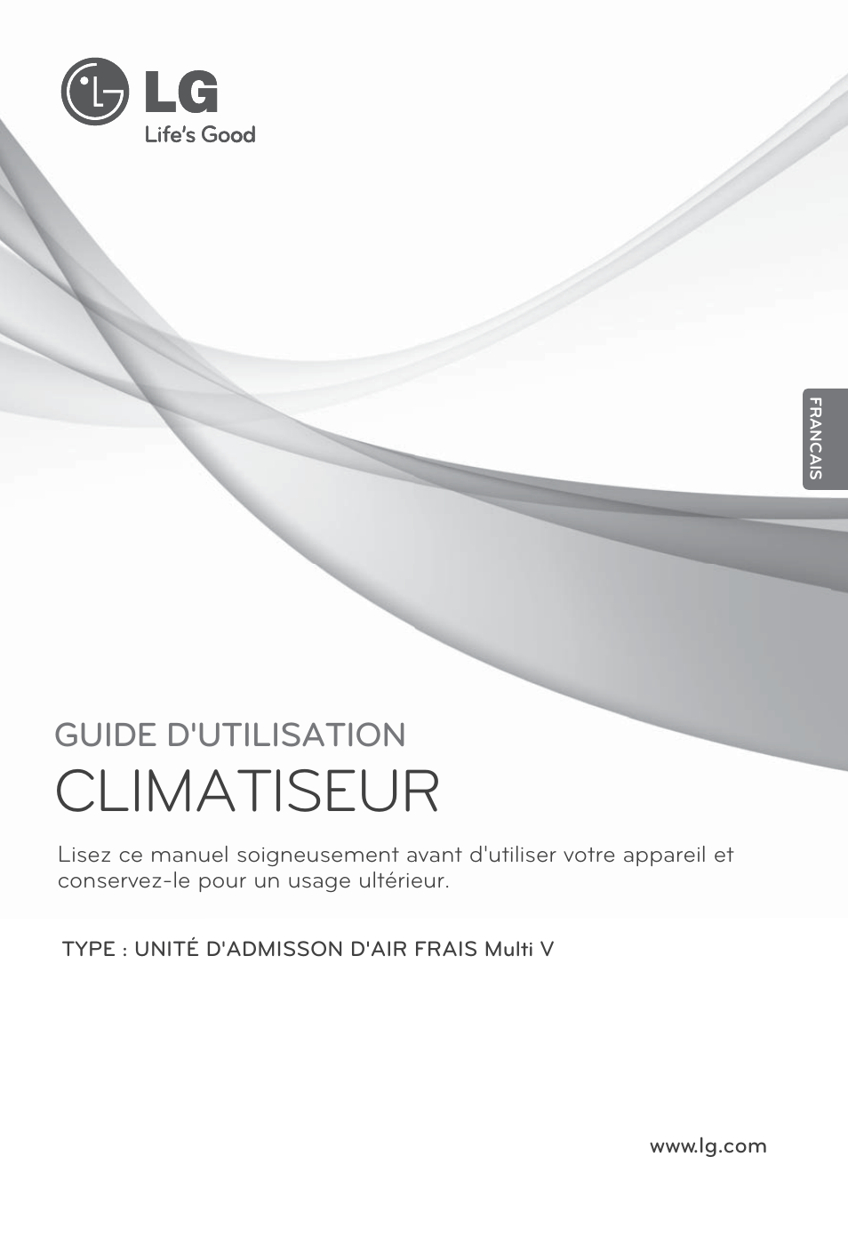 Francais, Climatiseur, Guide d'utilisation | LG ARNU96GB8Z2 User Manual | Page 37 / 229