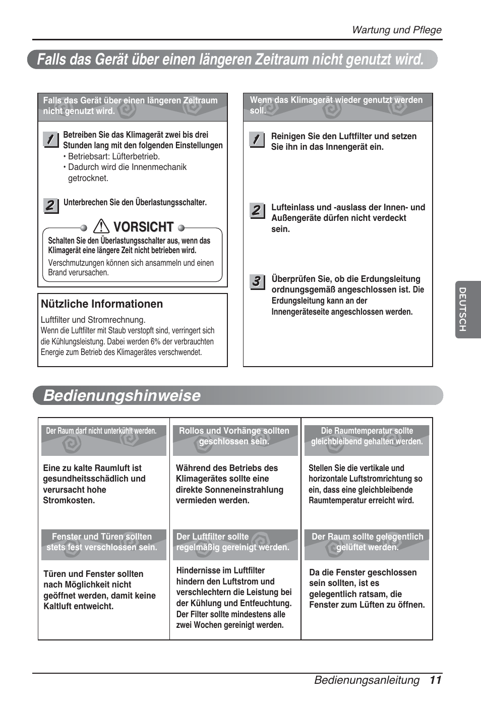 Vorsicht | LG ARNU96GB8Z2 User Manual | Page 59 / 229