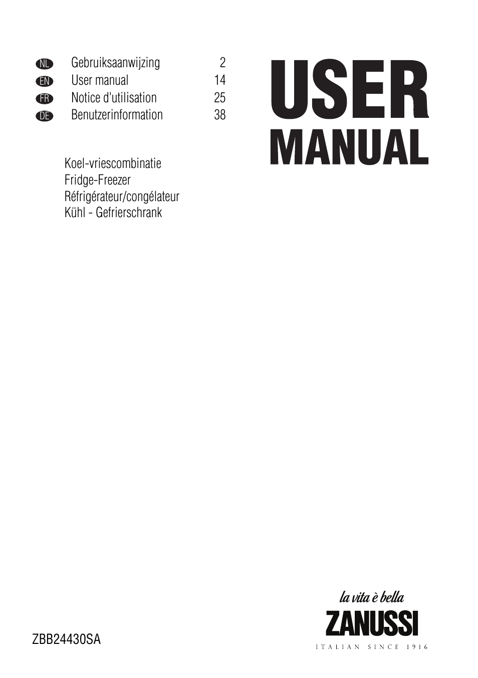 Zanussi ZBB24430SA User Manual | 52 pages