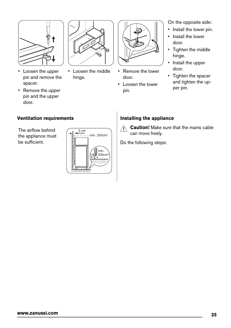 Zanussi ZBB25430SA User Manual | Page 25 / 60