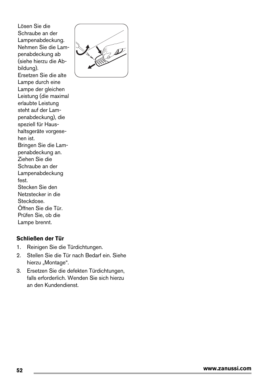 Zanussi ZBB25430SA User Manual | Page 52 / 60