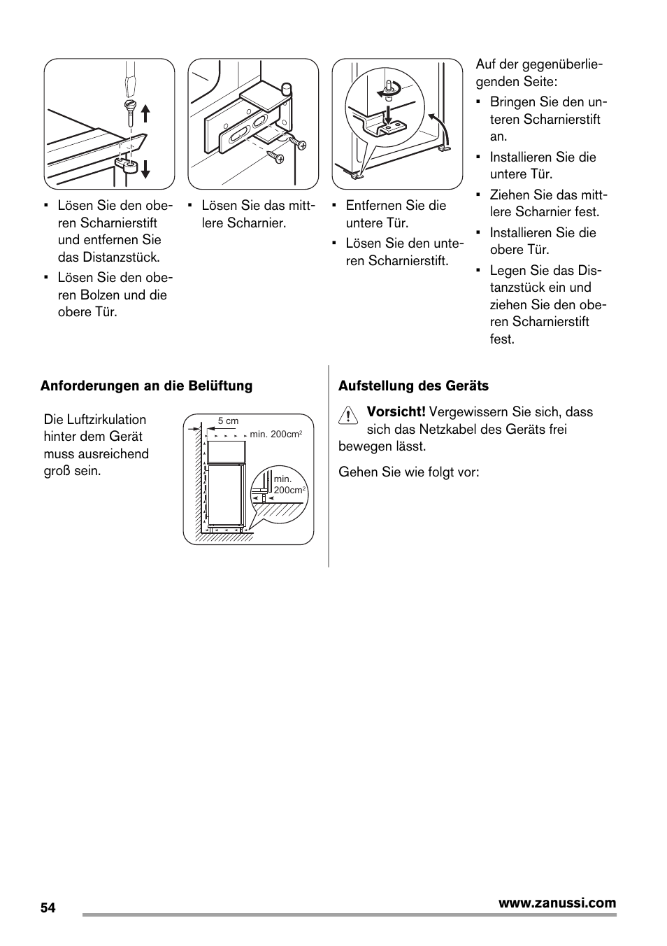 Zanussi ZBB25430SA User Manual | Page 54 / 60